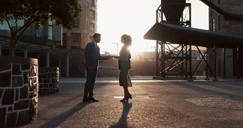 Business Meeting at Sunrise in the City