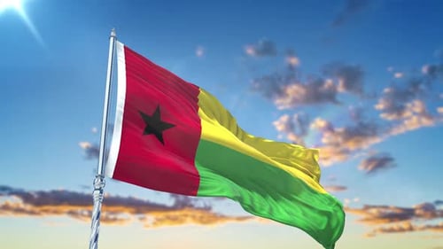 Guinea-Bissau Flag Waving in Realistic Slow Motion