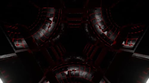 Gray And Red Rings In Triangle Mirror Tunnel Background Vj Loop In HD