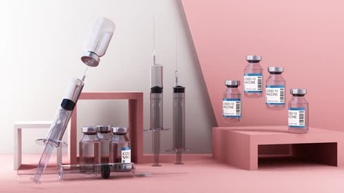 COVID-19 Vaccine Syringe Filling and Vials Animation