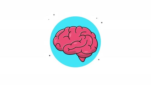 Pulsating Brain Icon Animation in Flat Design Style