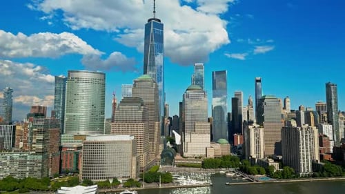 New York City NYC Aerial View New York City Skyline From Drone Panoramic Drone View on Manhattan in