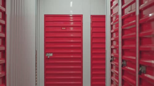 Units in Aisle of Self Storage Warehouse