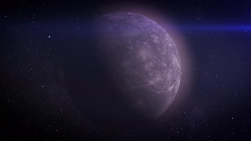Cratered Mercury under starlight.