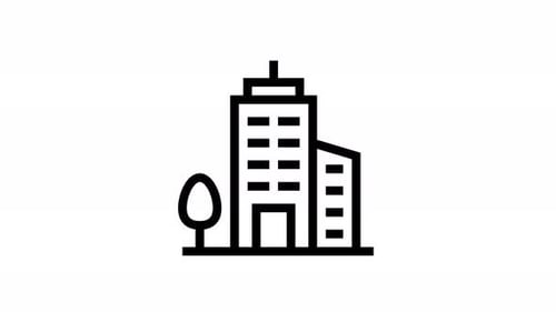 Flat Design Animated Building Icon