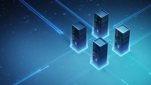 Digitale Abbildung von Servertürmen mit Konnektivität