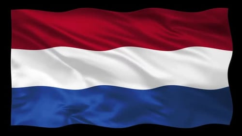 Netherlands Flag Waving on Black Background