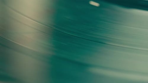 Record Spinning Vinyl Player Record Spinning Spinning Vinyl Turntable Close Up Macro Needle Playing