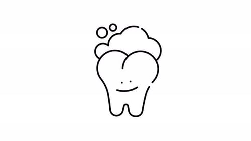 Animated Minimalist Clean Tooth With Bubbles