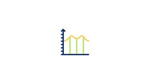 Animated Line Graph with Dynamic Bars Flat Design