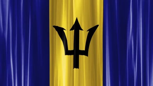 Barbados National Flag Waving Loop Background