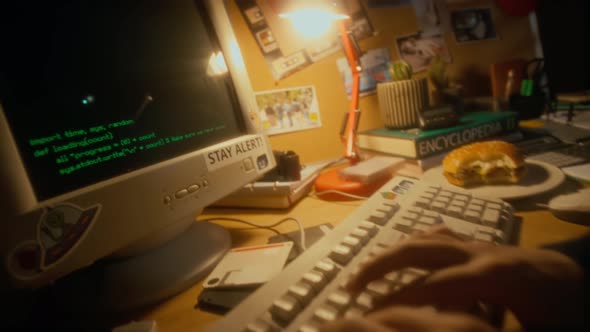 Anonymous Programmer Typing Code on Retro Computer in 90s, Lifestyle ...