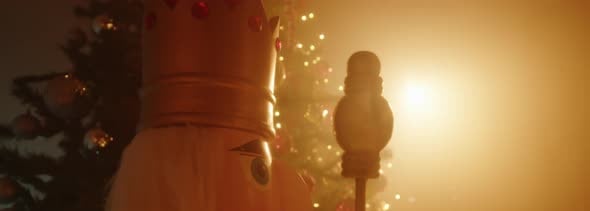 Nutcracker Near the Tree in Christmas Sunny Day