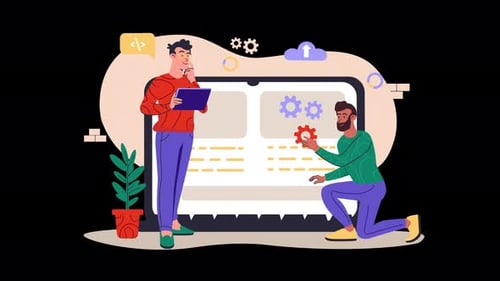 Two developers working on a software project