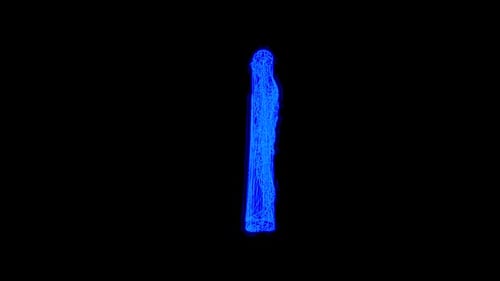 Neon Blue Wireframe Person Walking Animation