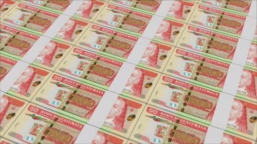 Guatemalan 50 Quetzales Banknotes Seamless Printing Loop