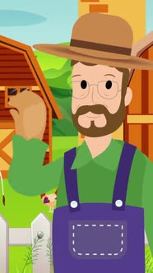 Cartoon Farmer Greetings From His Farm Vertical
