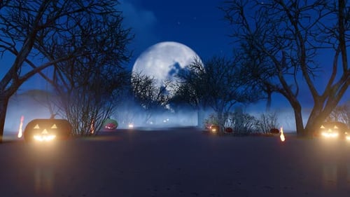Halloween Night And Scary Forest