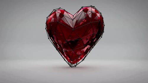3D-Illustration mit rotem Kristallherz
