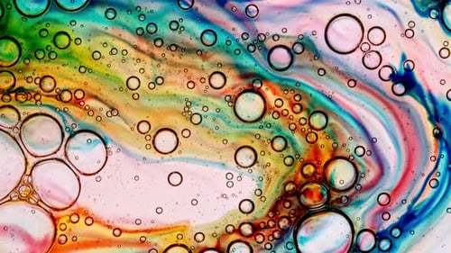 Abstract Liquid and Bubbles with Colorful Swirls