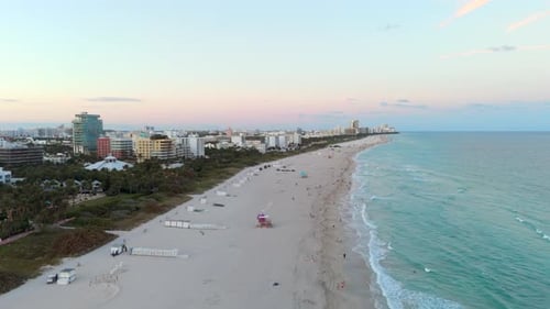 Miami Beach South Beach Aerial View of Miami Coastline Shore Waterfront Near Ocean