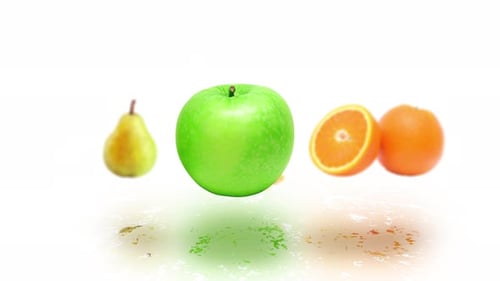 Fresh Fruit Animation with Splashing Juice Reveal