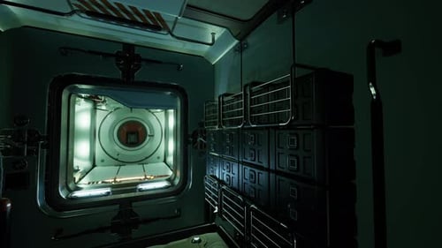 À l'intérieur de la station spatiale vide