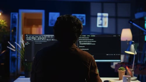 Ingénieur portant des écouteurs tout en utilisant le codage pour renforcer la sécurité informatique