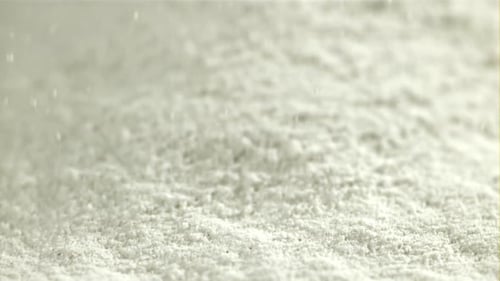 Flour Falls on the Kitchen Table Filmed on a Highspeed Camera at 1000 Fps
