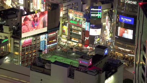 Shibuya Crossing Aerial View Tokyo Night