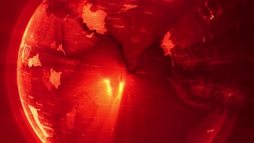 Futuristic Red Digital Globe Zoom to Nigeria Highlight