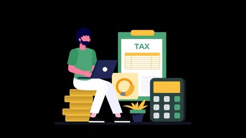 Man Paying Taxes Online Animation HD On Alpha