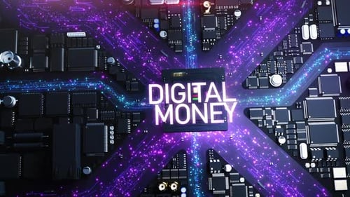 digital currency . the city in the style of computer hardware.