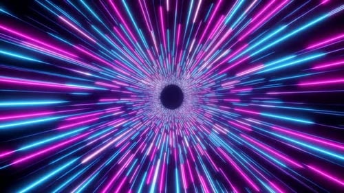 Tunnel hyperrapide au néon abstrait avec lumière rose et bleue