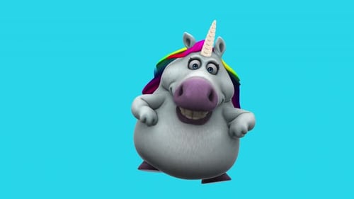 Fun 3D cartoon unicorn dancing (with alpha channel)