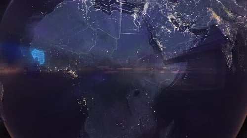 Pixel Art Earth Night Space Rotate and Zoom Shining Country Guinea