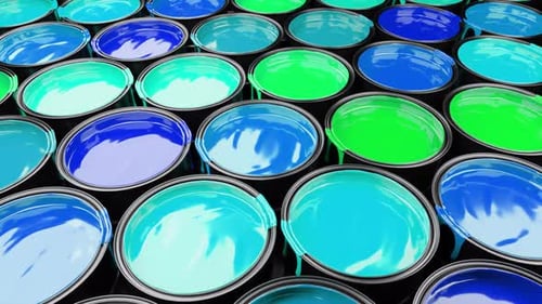 Animated Paint Cans with Swirling Vibrant Liquid Colors