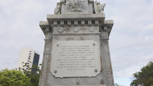 Monument reveal, Obelisk in the central park, Cartagena, Colombia