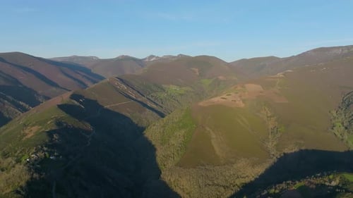Landscape Of Mountain Range In Os Ancares Ecological Park In Cervantes, Lugo, Spain. - aerial shot