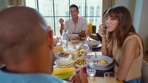 Friends and Family Gather for Relaxed Meal