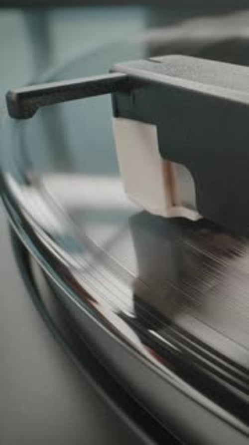 Vintage Record Player Spinning Vinyl Record