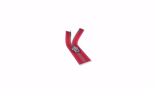 Zipper rotation in loop on white background