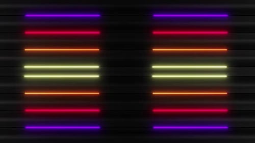 Animated Neon Light Streaks Horizontal Loop Background