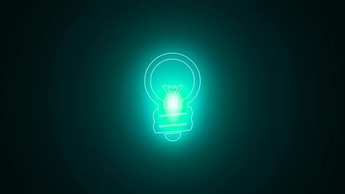 electric bulb loop alpha , glowing bulb icon, lighting flame energy well bulb