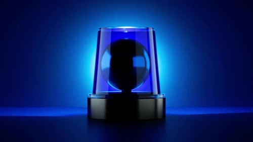 Isolated Emergency Strobe Light Blue on Black Background