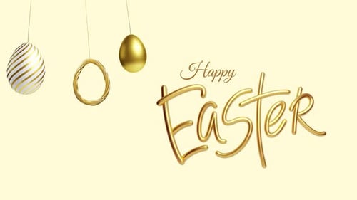 Elegant Golden Happy Easter Message with Hanging Eggs