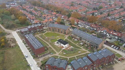 Aerial View of Modern Suburban Neighborhood