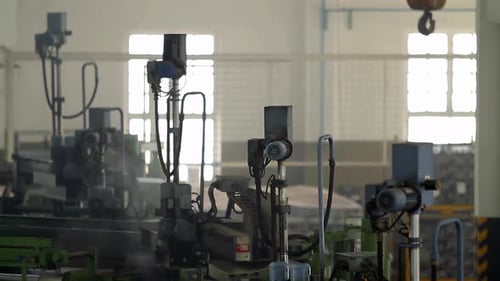 Industrial Machines at Work in A Factory. 4K Resolution.