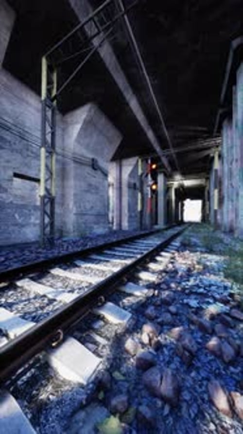 GraffitiAdorned Train Track Passing Through Tunnel