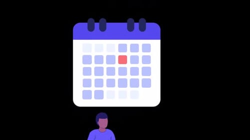 Flat Design Animated Calendar Clock and Person Icon